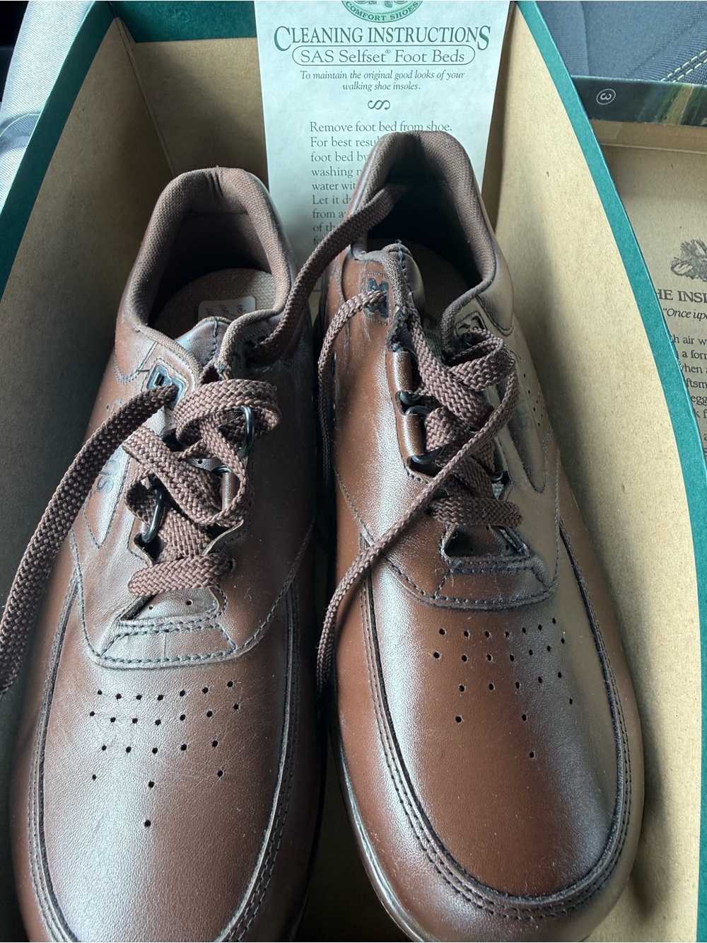 SAS Time Out Mens 7.5 M Antique Walnut Leather Walking Shoes Made in USA NIB